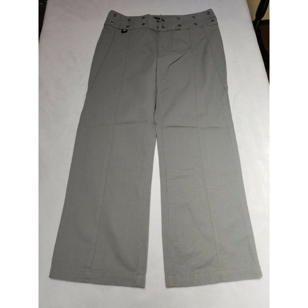 Sessions Womens Size 5 Wide Straight Pants Eyelet Mid-Rise Cotton Gray Casual